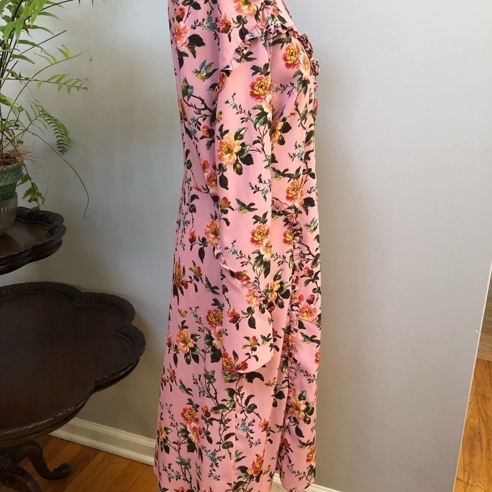 TOPSHOP pinkish rose floral dress long sleeve lightweight size 10 - Picture 7 of 16